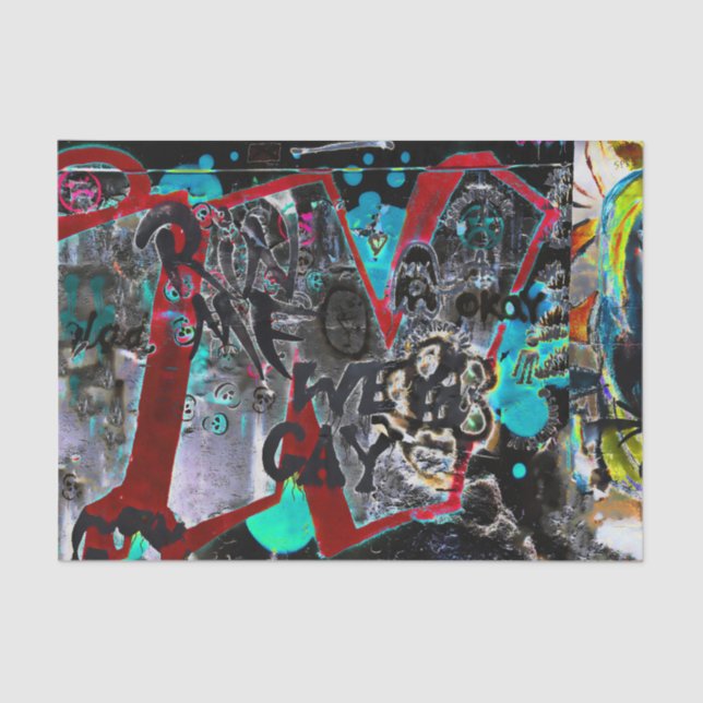 Papel De Seda Grafite Black Red Urban Street Wall Art (Frente )