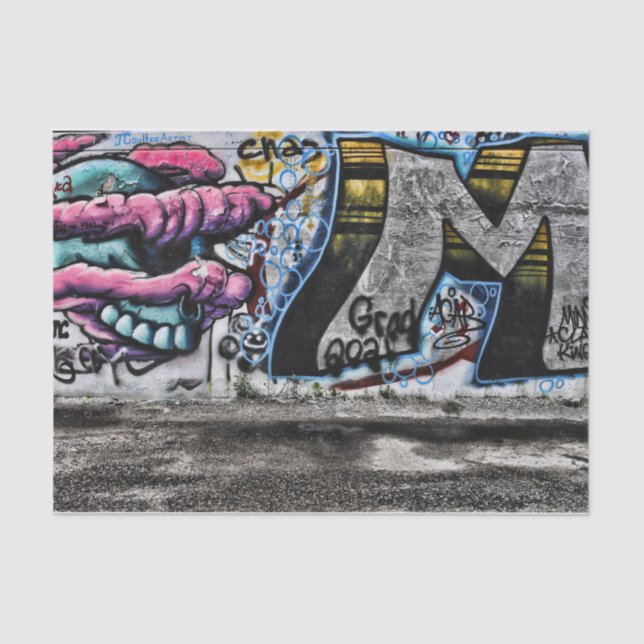 Papel De Seda Grafite Pink Urban Street Brick Wall Art (Frente )