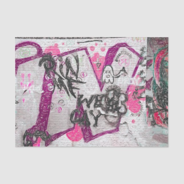 Papel De Seda Grafite Purple White Street Brick Wall Art (Frente )