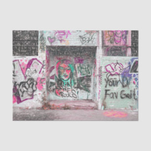 Papel De Seda Grafite Rosa Verde Grunge Arte Urbana de Rua em Pa