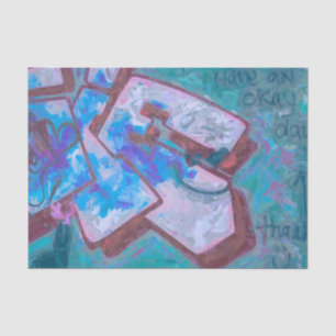 Papel De Seda Grafite Teal Blue Painted Urban Street Wall Art