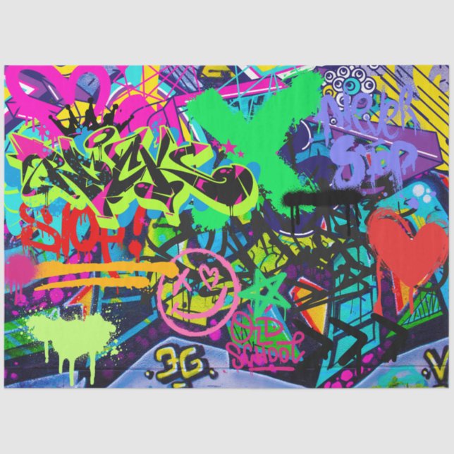 Papel De Seda Grafite Wall Urban Vibrant Decoupage Paper (Frente )