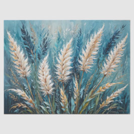 Papel De Seda Grama Floral Azul