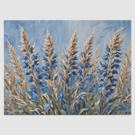 Papel De Seda Grama Floral Azul