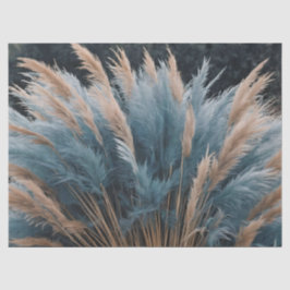 Papel De Seda Grama Floral Azul