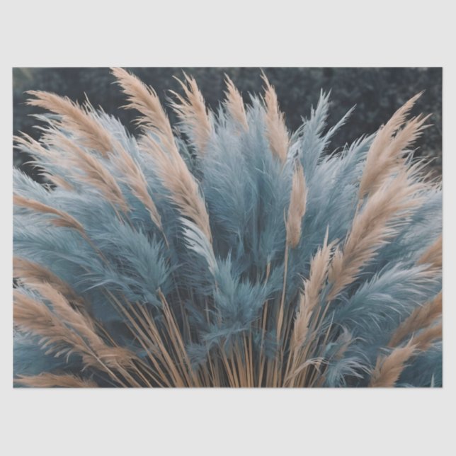 Papel De Seda Grama Floral Azul (Frente )