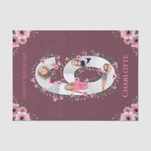 Papel De Seda Grande 6 Birthday Rapariga Fotografia Collage Flor