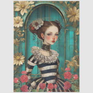 Papel De Seda Grande Artesanato de Garota Gótica Elegante