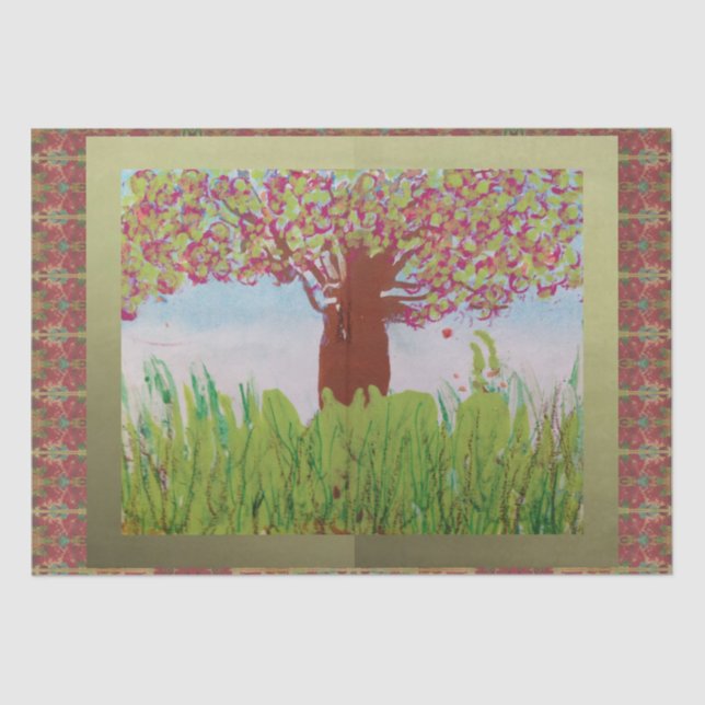 Papel De Seda Grande Árvore de Bloqueio (Frente )