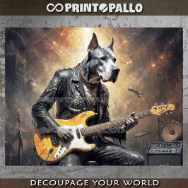 Papel De Seda Grande cachorro Dane tocando violão elétrico