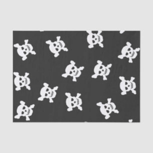 Papel De Seda Grande crânio branco e Crossbones no preto