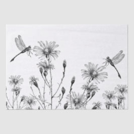 Papel De Seda Grande Decoupage de Dragões Selvagens Preto Branco