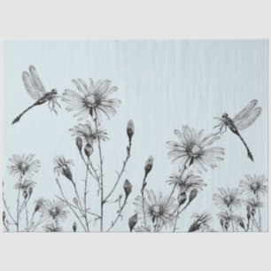 Papel De Seda Grande Decoupage de Dragões Selvagens Preto Branco