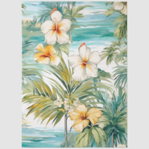 Papel De Seda Grande Decoupage de Pastel Tropical Hibiscus