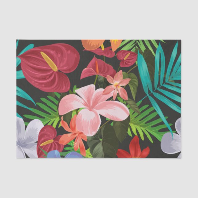 Papel De Seda Grande Flores Tropicais - Desnuvem de Hibiscus (Frente )