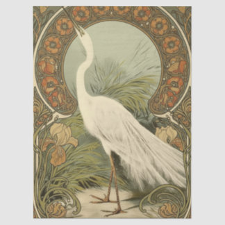 Papel De Seda Grande Poster Ornithológico Bohemiano da Garça Bra