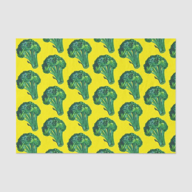 Papel De Seda Grande Presente Amarelo Broccoli Watercolor (Frente )