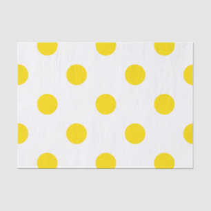 Papel De Seda Grandes bolinhas - amarelo dourado no branco