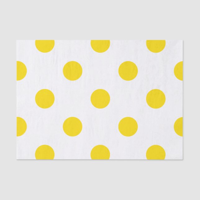 Papel De Seda Grandes bolinhas - amarelo dourado no branco (Frente )