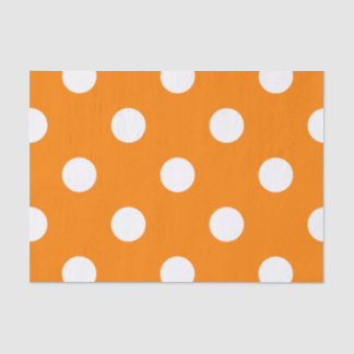 Papel De Seda Grandes bolinhas - branco na laranja