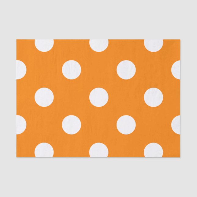 Papel De Seda Grandes bolinhas - branco na laranja (Frente )