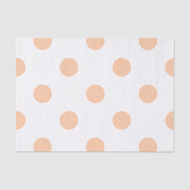 Papel De Seda Grandes bolinhas - pêssego profundo no branco (Frente )
