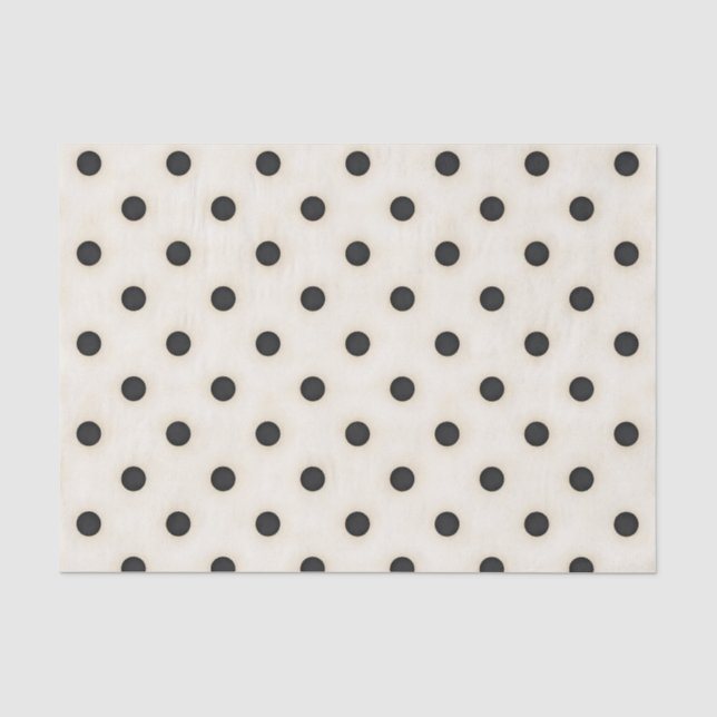 Papel De Seda Grandes Bolinhas, preto e branco antigo (Frente )