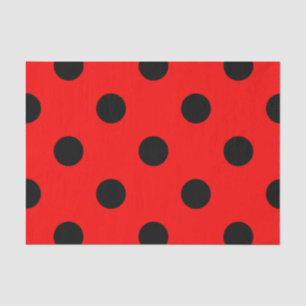 Papel De Seda Grandes bolinhas - preto no vermelho