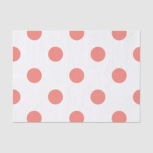 Papel De Seda Grandes bolinhas - rosa coral no branco