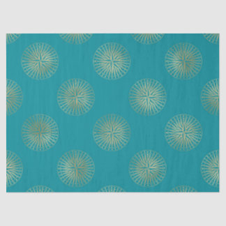 Papel De Seda Grandes Bússolas Douradas na Decoupage Teal