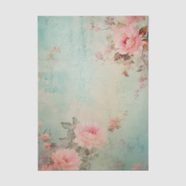 Papel De Seda Grandes Flores Rosas Sujas nos cantos em fundo aqu