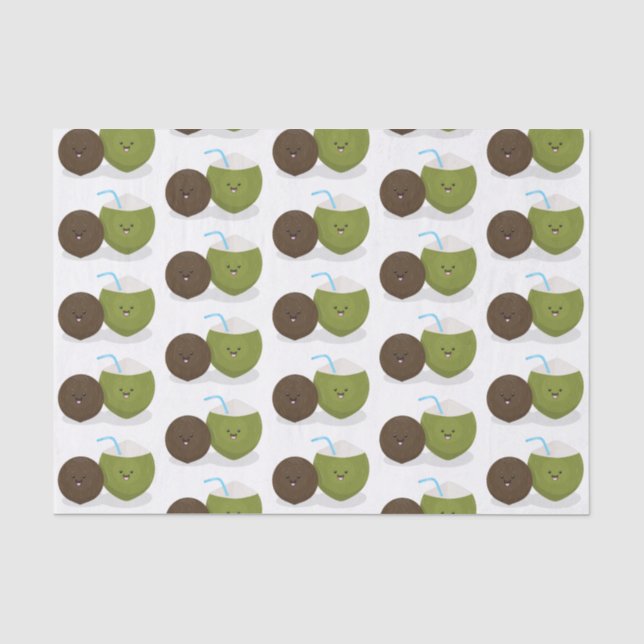 Papel De Seda Grátis feliz desenho animado de coconuts kawaii (Frente )