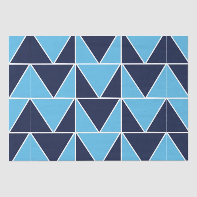 Papel De Seda Gravata azul-marinho azul geométrica triangular  (Frente )