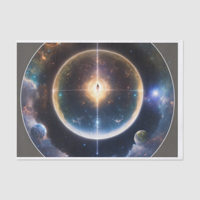 Papel De Seda "Gravitas Celestiais: Emblema Espaço-Tempo do Bura (Frente )