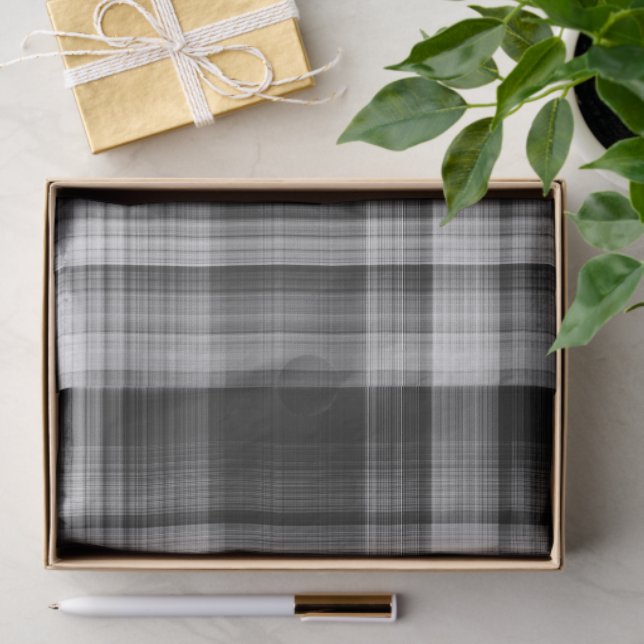 Papel De Seda Gray Plaid Tissue Paper (Presente)