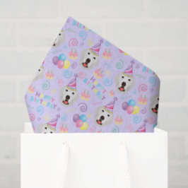 Papel De Seda Great Pyrenees Birthday Tissue Paper in Purple