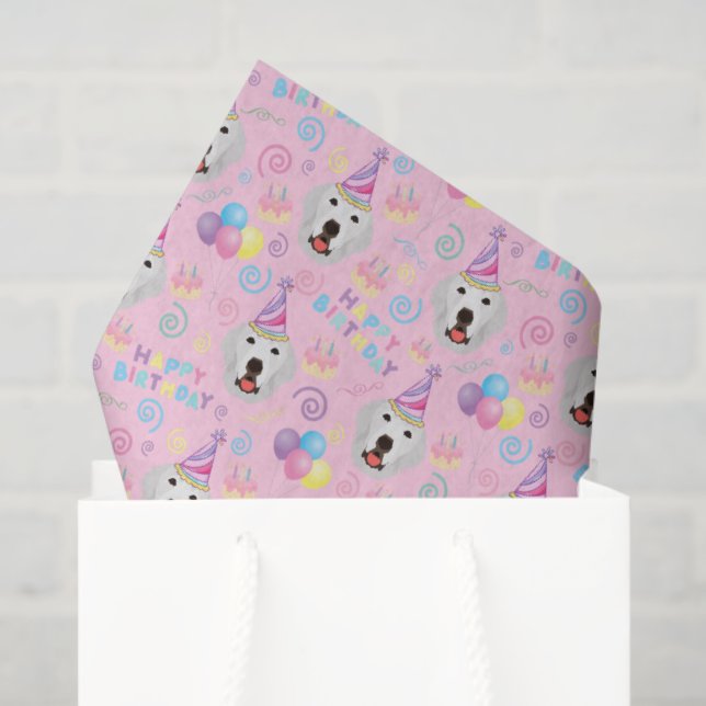 Papel De Seda Great Pyrenees Tissue Paper in Pink (Sacola de presentes)