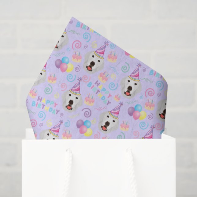 Papel De Seda Great Pyrenees Tissue Paper in Purple (Sacola de presentes)