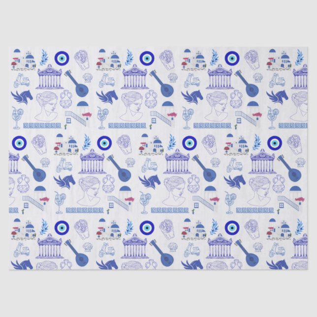 Papel De Seda Greece Blue and White (Frente )