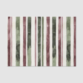 Papel De Seda Green Burgundy Strips Natal