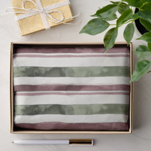 Papel De Seda Green Burgundy Strips Natal