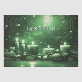 Papel De Seda Green Candles Christmas Holiday Tissue Paper