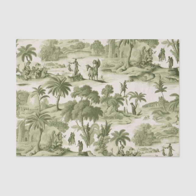 Papel De Seda Green Countryside Hot Air Balloon Toile (10) (Frente )