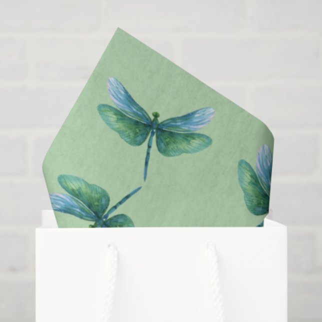 Papel De Seda Green Dragonfly (Sacola de presentes)