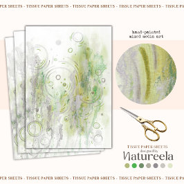 Papel De Seda Green Elegant Abstract Decoupage Tissue Paper
