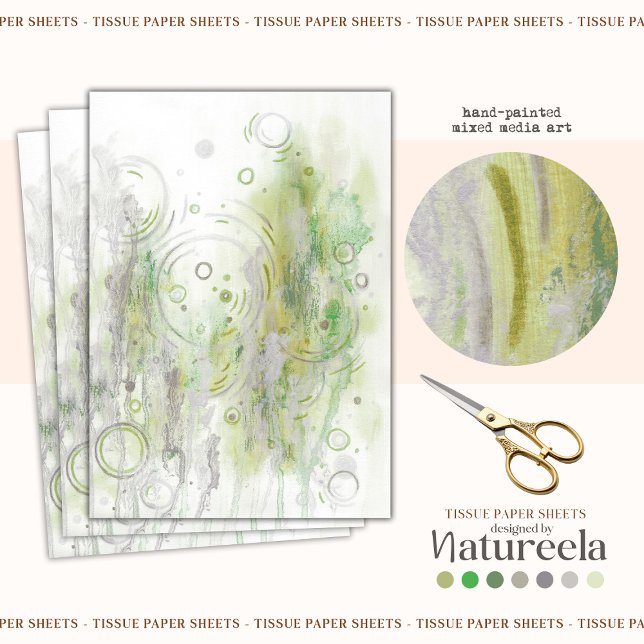 Papel De Seda Green Elegant Abstract Decoupage Tissue Paper (Criador carregado)