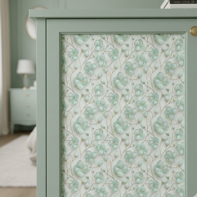 Papel De Seda Green Floral Decoupage Tissue Paper (romantic green floral jewel decoupage tissue paper)