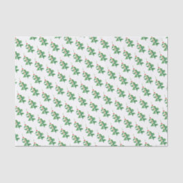 Papel De Seda Green Holly Com Berries Vermelhos