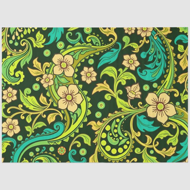 Papel De Seda Green Paisley Pattern (Frente )