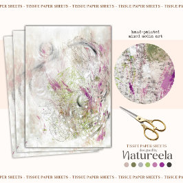 Papel De Seda Green Pink Abstract Design Decoupage Tissue Paper